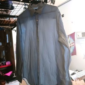 Perry Ellis Light Blue/White Stripe Long Sleeve Button Down Shirt